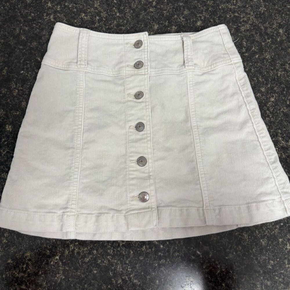 American Eagle cream corduroy mini skirt